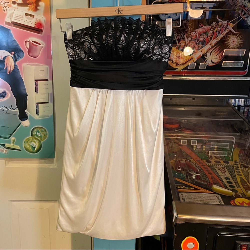 Black & White Strapless Cocktail Dress